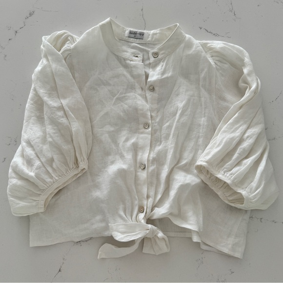 Lanhtropy Linen White Blouse Size S - Picture 2 of 4